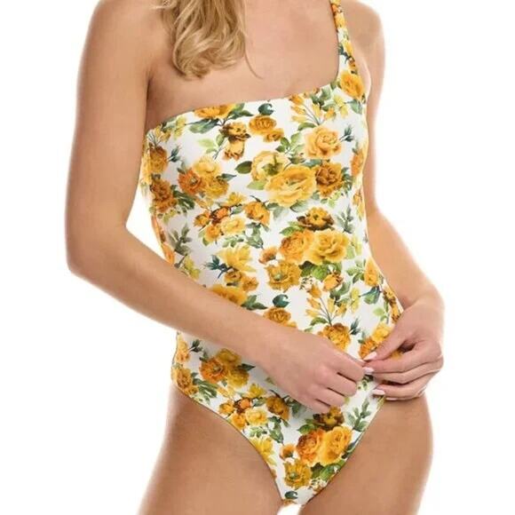 NWT Onia Wren One-Piece One Shoulder Swim Edén Floral| Yellow Orange White |SZ S - Picture 1 of 14